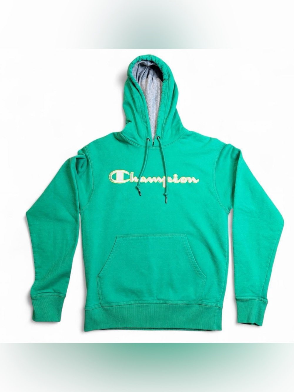 Champion Men's Teal Crewneck Hoodie with Script Logo